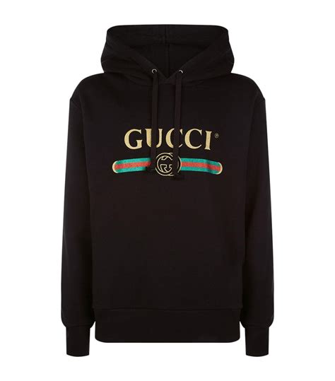 gucci cotton jersey hooded sweatshirt black|gucci trim tan hoodie.